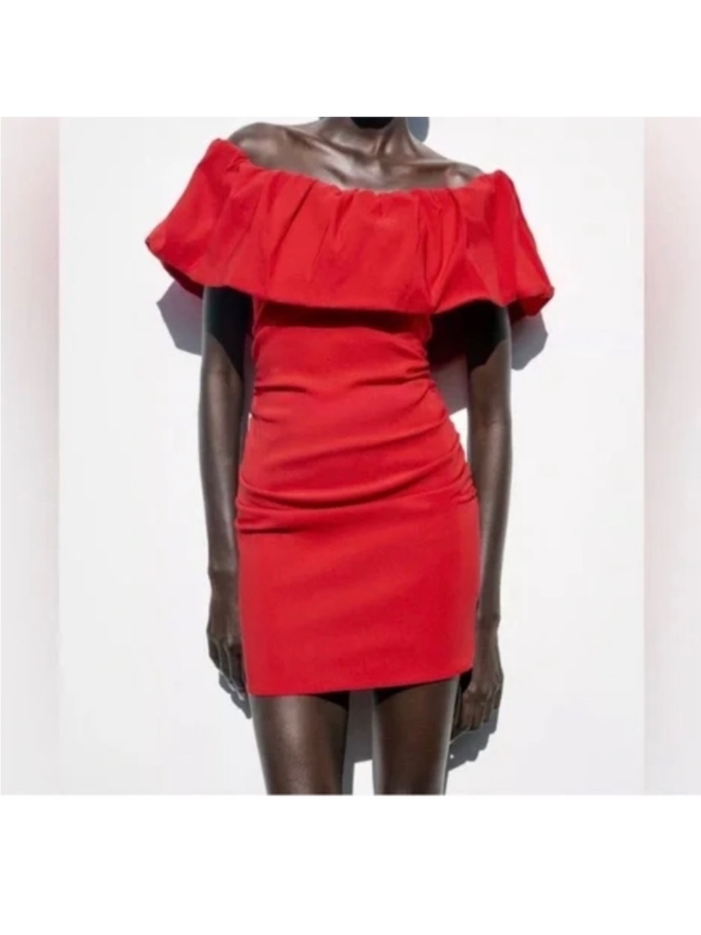 Zara Red Off-Shoulder Mini Dress